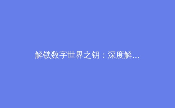 解锁数字世界之钥：深度解析全球VPN技术演进与网络安全实践